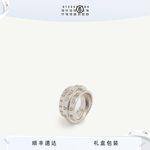 MM6三重数字Logo标志环形做旧戒指指环情侣对戒首饰