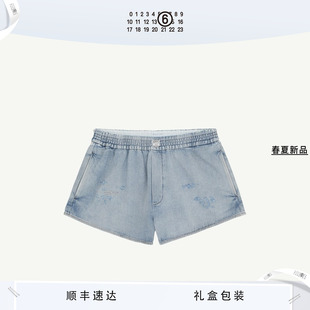 裤 短裤 MM6宽松休闲做旧效果通勤简约蓝色牛仔裤 子 春夏新品