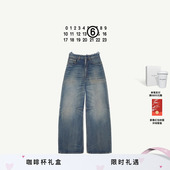 弯刀裤 微喇裤 长裤 MM6毛边做旧效果通勤直筒牛仔裤 裤 子