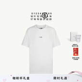 宽松上衣情侣款 MM6数字Logo标签休闲短袖 白T恤打底衫