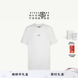 MM6数字Logo标签休闲短袖白T恤打底衫宽松上衣情侣款