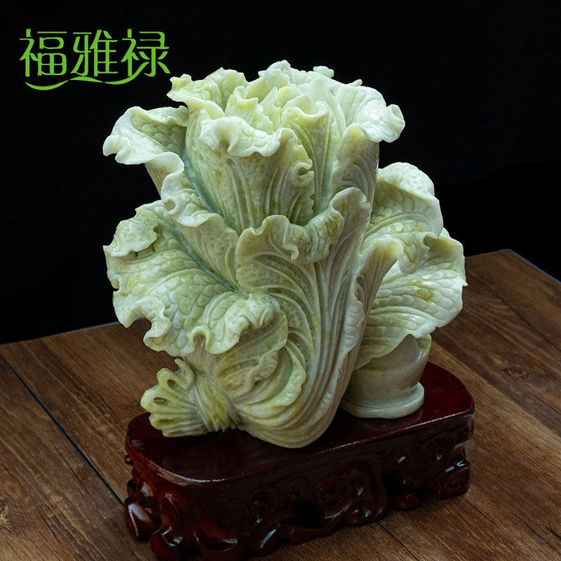 福雅禄天然玉石蓝田玉白菜百财店铺开业新居礼品收银台装饰摆件