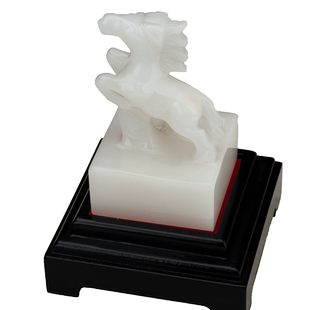 福雅禄天然玉石马到成功马头印章玉玺雕刻工艺品家居装饰礼品摆件