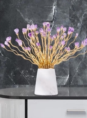 花开富贵客厅工艺品水晶石轻奢