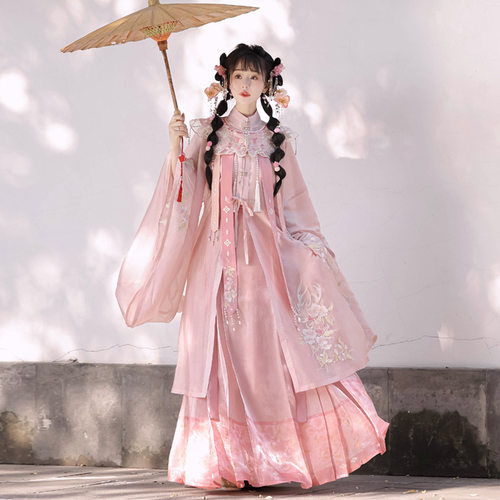 原创锦鲤仙汉服女中国风改良汉元素大袖衫马面裙云肩套装日常通勤