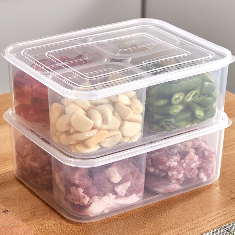 塑料冰箱保鲜盒餐盒透明分格带盖水果食品储物盒密封配料收纳盒 收纳整理 食物收纳盒 原图主图