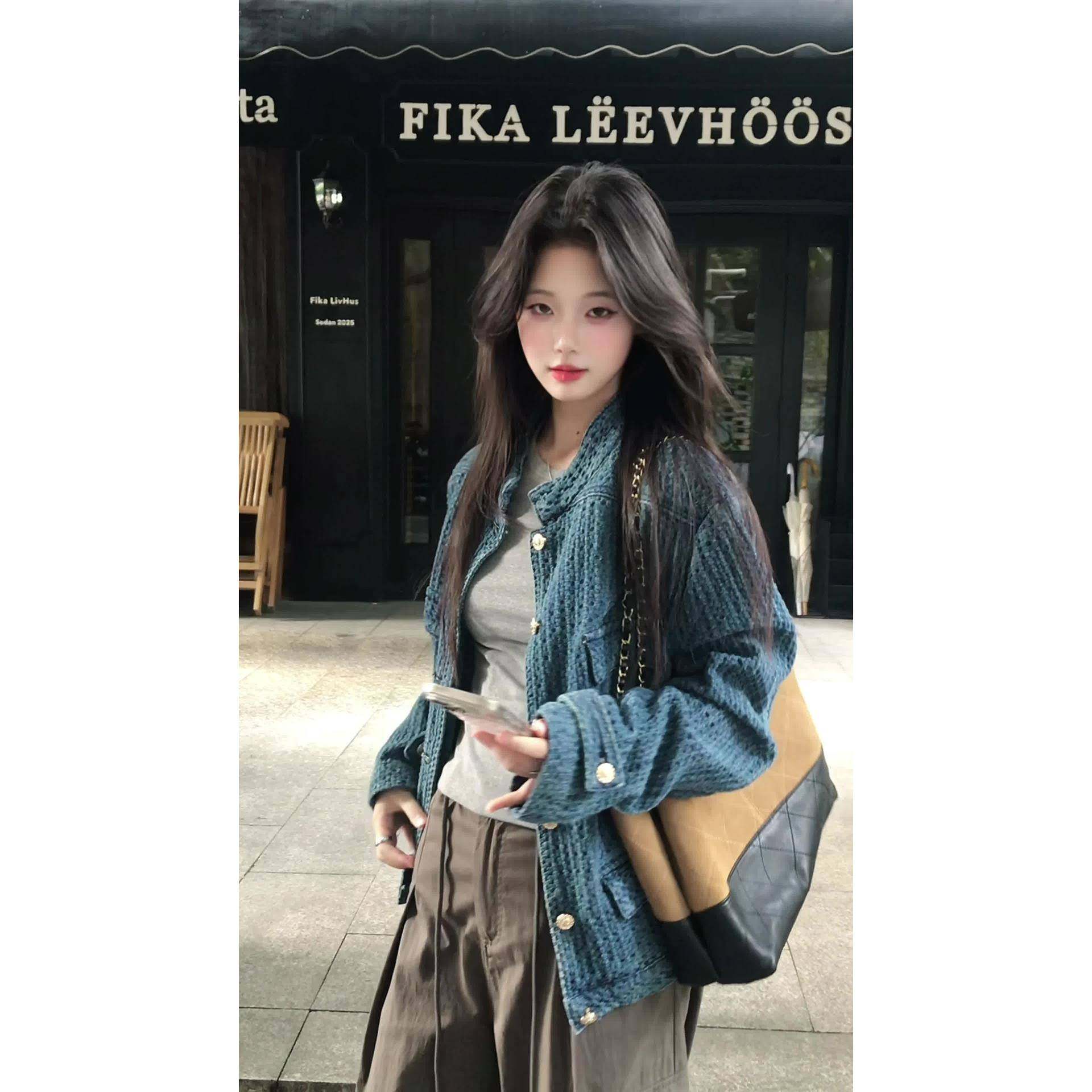 小仙倪子 牛仔外套女秋款新品夹克超好看小众新款爆款小香风上衣