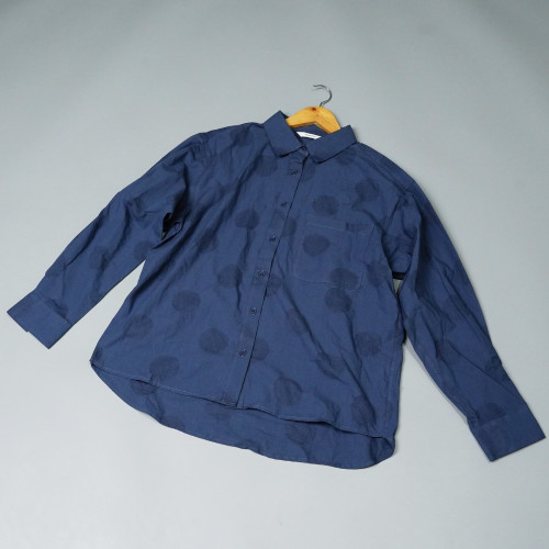 JCC studio日系全棉大圆点提花翻领长袖衬衫MRB114L74