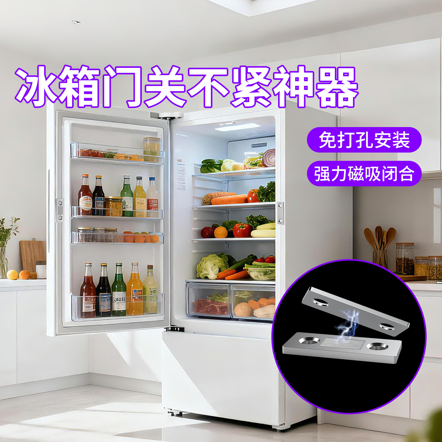 冰箱门磁吸条免钉柜门吸磁条闭门