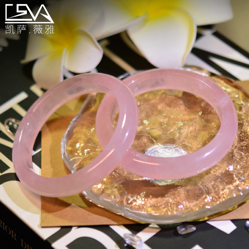 凯萨薇雅珍藏天然马粉水晶宝石手镯芙蓉石手环女士礼物珠宝饰品