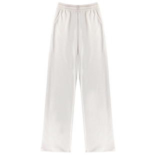 白色针织雪尼尔阔腿裤女垂感春秋冬窄版灯芯绒直筒宽松休闲拖地裤