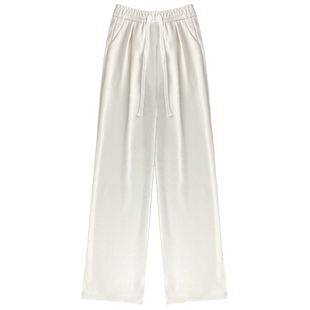 白色灯芯绒裤子女秋冬季加绒加厚雪尼尔阔腿裤宽松直筒休闲裤防风