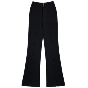 黑色喇叭裤女春夏高腰显瘦开叉微喇西装裤女小个子修身休闲长裤子