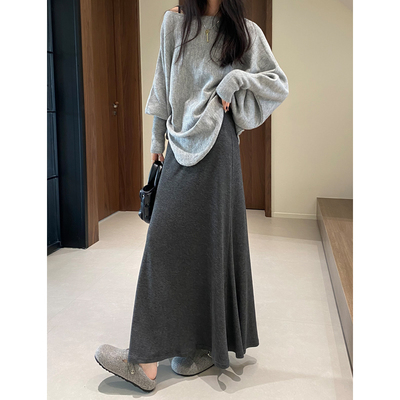 寻笙记高高腰中长款春秋鱼尾裙子