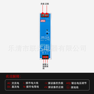 导轨开关电源EDR-75/120/150/240/480/-5V/12V/15V/36V/48V直流