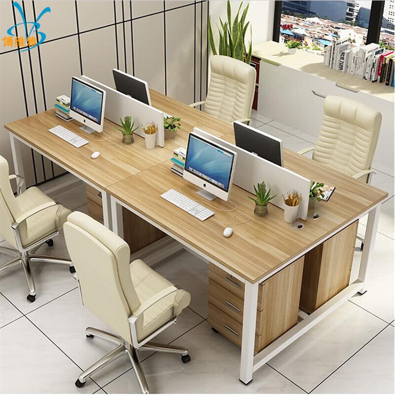 现代时尚办公家具职员办公桌 办公屏风隔断卡位简约员工4人位含柜