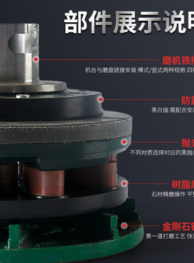 磨利特石材板材手扶大磨机花岗岩墓碑水磨片金刚石铁磨盘