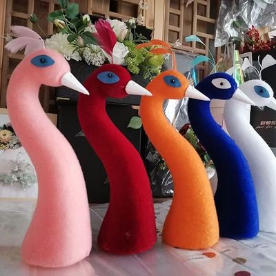 仿真孔雀头模型道具摆盘装饰品开业花篮凤凰头摆件花艺婚车喜庆