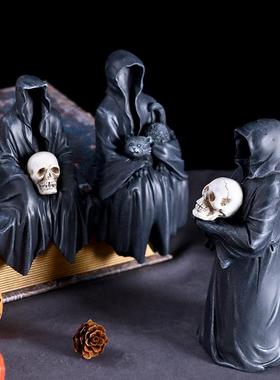 暗黑哥特风酒吧桌面装饰品摆件车载小众克苏小人法师巫师死神幽灵