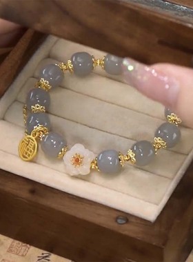 仙里仙气~国风红色枫叶手镯竹节