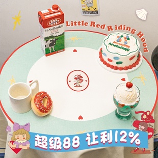 左咸敦道原创小红帽系列防滑防水防油加厚皮革桌布家用宿舍寝室垫