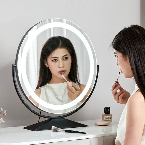 化妆镜l带灯智能充电梳妆台镜子