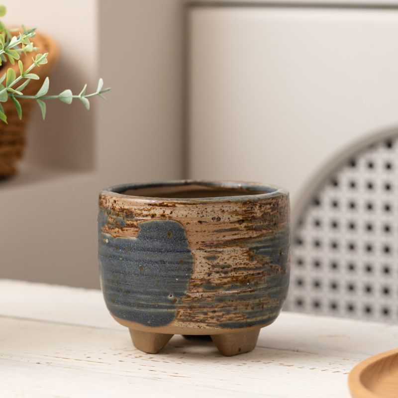 多肉花盆陶瓷复古桌面装饰磨砂粗陶新款有孔室内古典简约创意个性