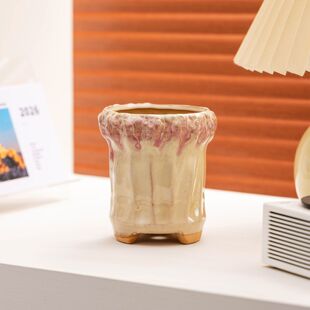 多肉花盆手绘透气有孔室内装饰简约高颜值家用陶瓷创意个性造型