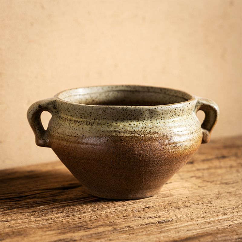 多肉花盆陶瓷简约粗陶捏花手绘家用阳台透气创意个性造型专用盆盆