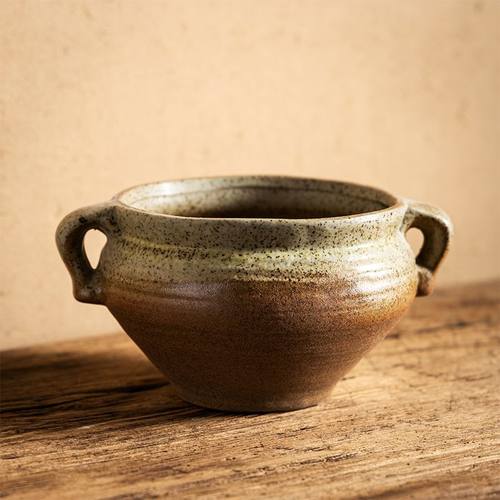 多肉花盆陶瓷简约粗陶捏花手绘家用阳台透气创意个性造型专用盆盆