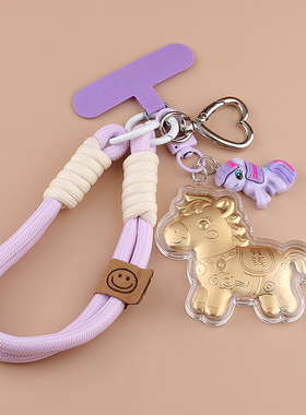 新款卡通塑箔金马手机链挂件包包配饰马上有钱小礼物高颜值手绳