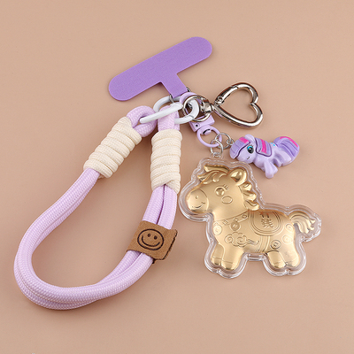 新款卡通塑箔金马手机链挂件包包配饰马上有钱小礼物高颜值手绳