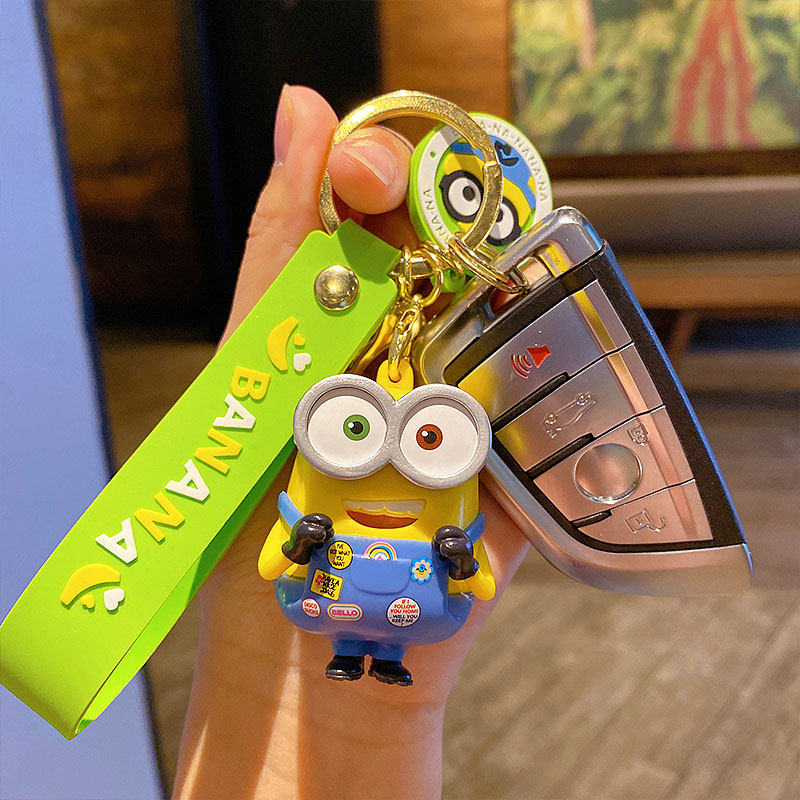 正版bob小黄人神偷奶爸玩偶汽车钥匙扣挂件精致男女生书包挂饰品