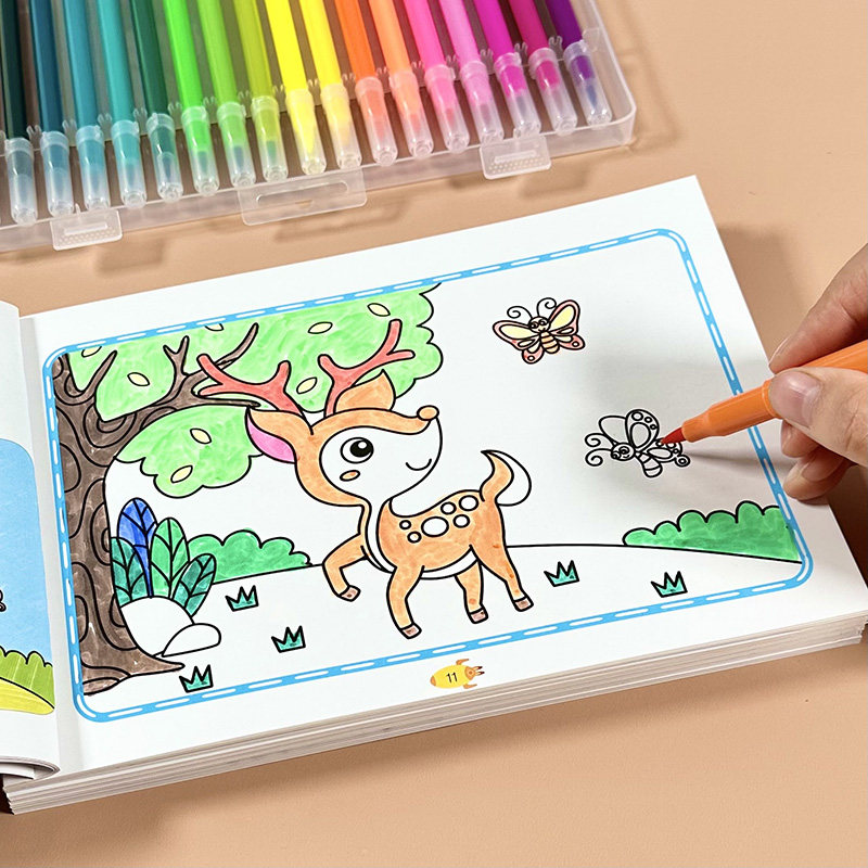 儿童水彩笔涂色画画本幼儿园涂鸦填色宝宝图画册工具绘画套装小孩,玩具/童车/益智/积木/模型,描红本/涂色本,淘宝优惠券,粉丝福利购,淘宝优惠卷