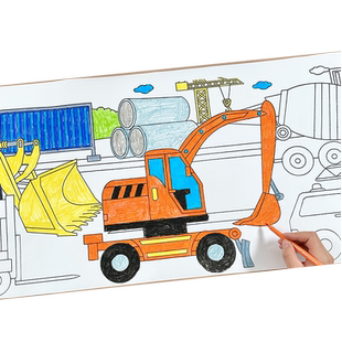 交通工具涂色大画卷儿童3-6岁工程车小汽车涂鸦填色绘画益智玩具