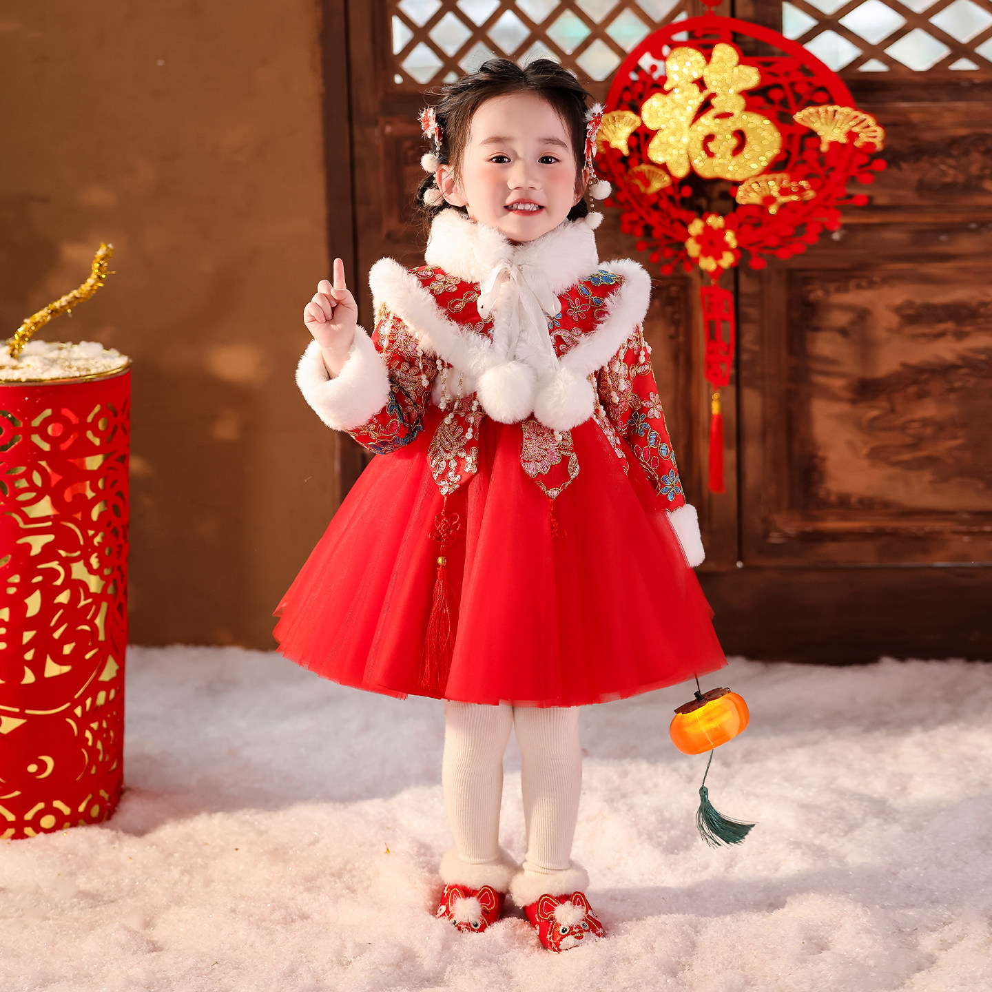 女童汉服唐装连衣裙冬季新款中国风儿童新年拜年服古装公主裙冬款,童装/婴儿装/亲子装,连衣裙,淘宝优惠券,粉丝福利购,淘宝优惠卷