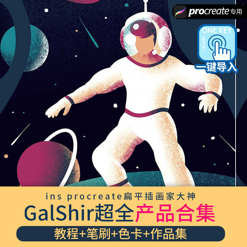 galshir扁平插画全套笔刷色卡作品合集ipad笔刷教程视频ipad手绘