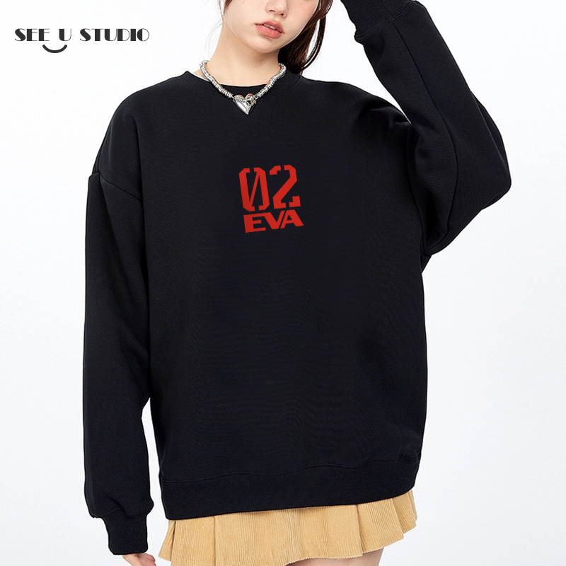 宽松纯棉eva动漫圆领卫衣秋冬