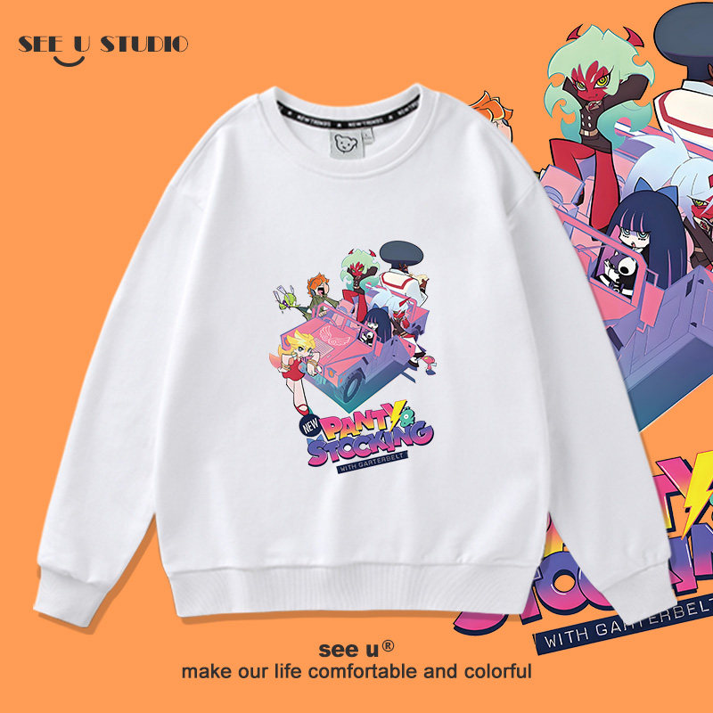 吊带袜天使周边卫衣日漫二次元宽松潮牌上衣男女加绒薄款美式印花