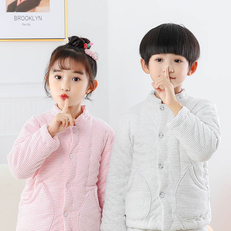 中大童条纹手工纯棉花棉袄秋冬季男女宝宝加厚保暖居家棉服棉衣服