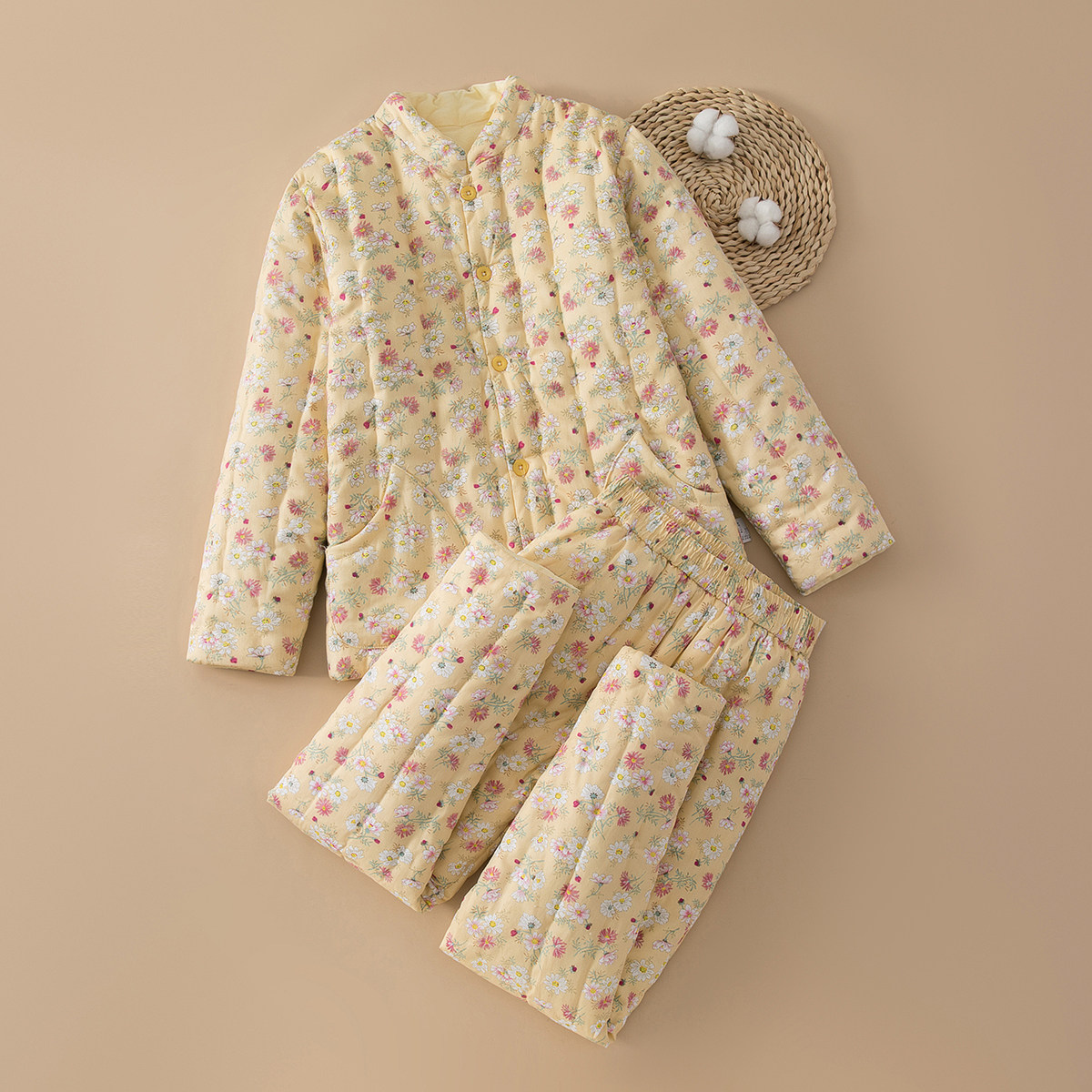 纯棉花手工女士冬季棉袄棉裤套装成人居家保暖加厚高腰外套棉衣服