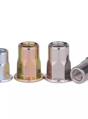 六角拉铆螺母镀锌/不锈钢盲孔平头铆螺母沉头拉卯m4m5m6m8m10L