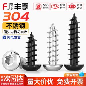 304黑色不锈钢圆头梅花自攻螺钉