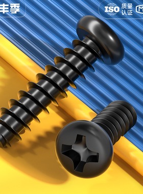 PB加硬铁碳钢黑色圆头十字平尾自攻螺丝盘头小螺钉M1M1.2M2M3M4mm