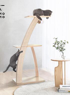 实木猫爬架猫架子limolimo椰子小型猫树不占地猫抓柱日系简约剑麻