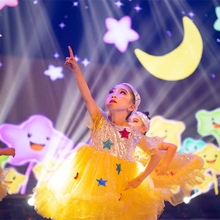 六一儿童演出服女童蓬蓬纱裙幼儿园可爱舞蹈小星星亮片纱裙表演服