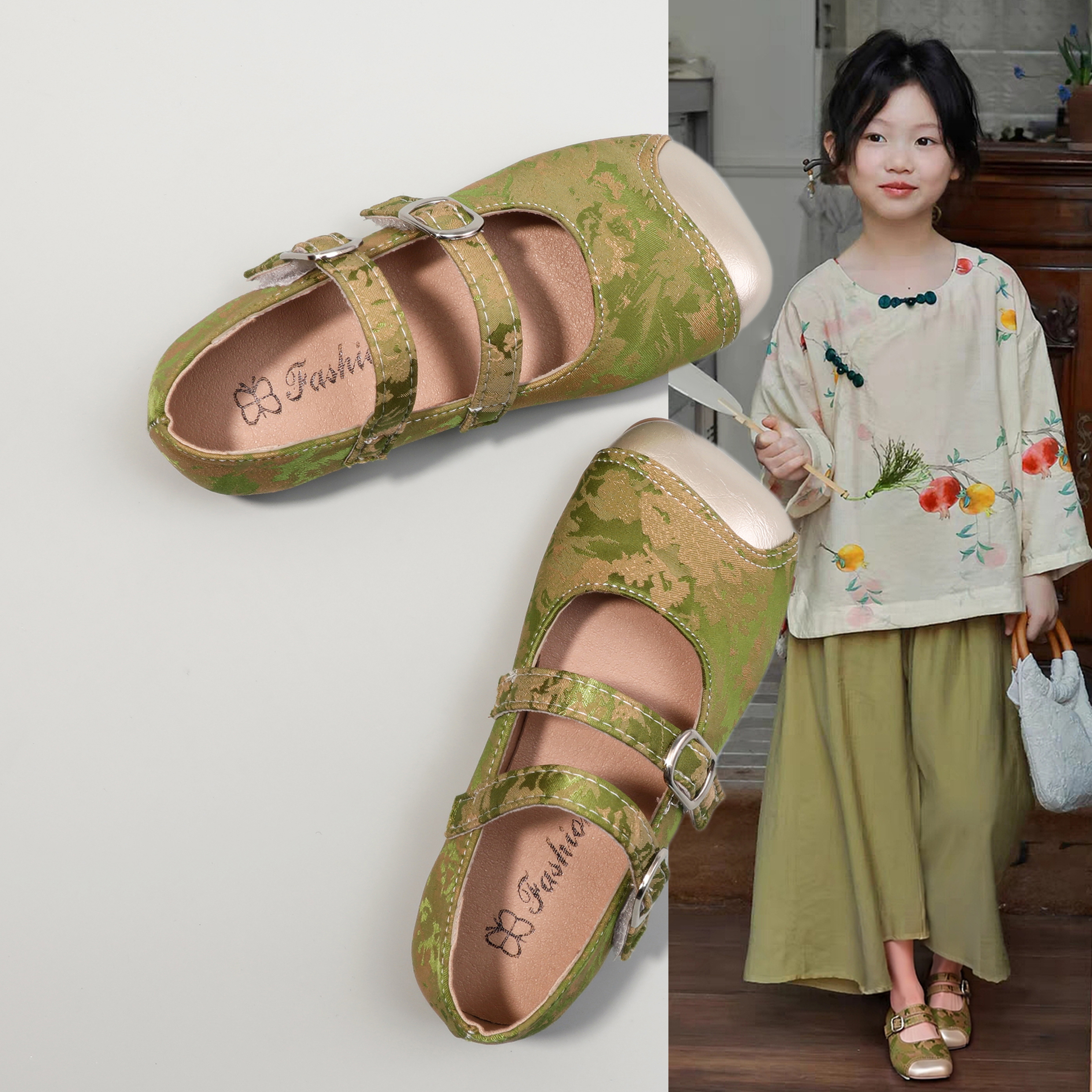 女童公主鞋2025秋季新款国风刺绣