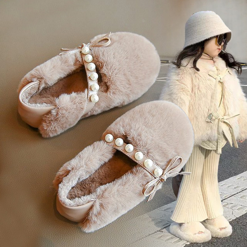 女童加绒保暖毛毛鞋2025年冬季新款时尚洋气公主鞋韩版百搭豆豆鞋,童鞋/婴儿鞋/亲子鞋,棉鞋,淘宝优惠券,粉丝福利购,淘宝优惠卷