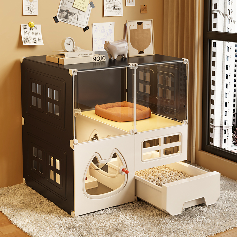 全景猫别墅超大自由空间家用室内猫窝厕所一体一室一厅一卫猫笼子