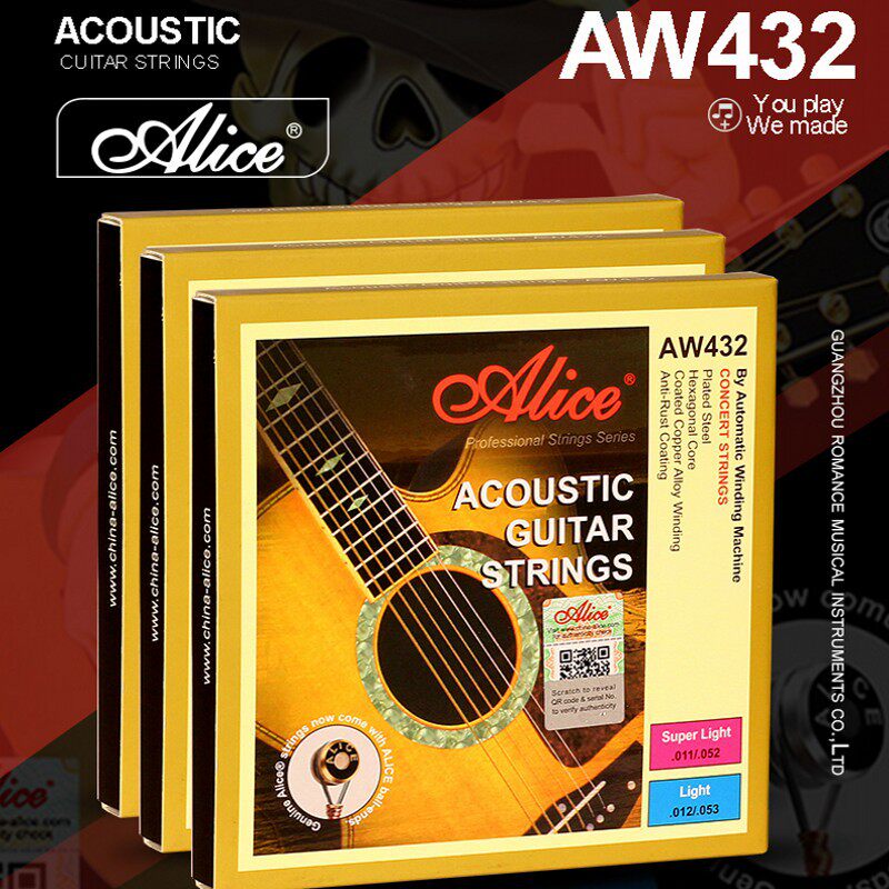 Alice爱丽丝AW432-SL011/L012木吉他弦进口六角钢芯民谣吉他套弦